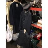 A post 1960 RAF volunteer reserves uniform including cap and belt, overcoat and additional jacket