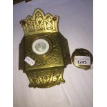 A German brass inkwell with liner (lid a/f) Catalogue only, live bidding available via our