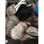 A box of fur collars, fur items, etc. Please note, lots 1-1000 are not available for live bidding on