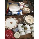 Two boxes of pottery and kitchen ware Please note, lots 1-1000 are not available for live bidding on