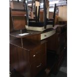 A retro mid 20th century dressing table with triple mirror and stool Please note, lots 1-1000 are