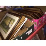 Two boxes of mixed framed and glazed photographic pictures - countryside/landscape, etc. Please