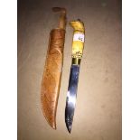 A Norwegian hunting knife in leather sheath Please note, lots 1-1000 are not available for live
