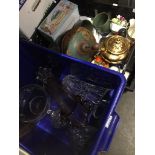 Two boxes of pottery, glass etc. Please note, lots 1-1000 are not available for live bidding on