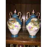 Pair of small Continental vases Please note, lots 1-1000 are not available for live bidding on the-