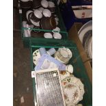 Two green crates of pottery Please note, lots 1-1000 are not available for live bidding on the-
