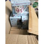 2 boxes of 40th birthday mugs. Please note, lots 1-1000 are not available for live bidding on the-