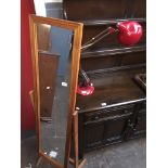 A pine cheval mirror ad a red angle poise lamp Please note, lots 1-1000 are not available for live