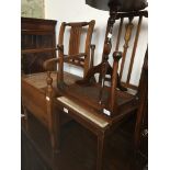 An Edwardian cammode chair with original pine lidded pot, a reproduction tripod table, Edwardian