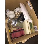 Small box of items inc. cocktail shaker Please note, lots 1-1000 are not available for live