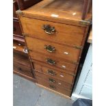 A brass bound pine tall narrow chest of drawers Please note, lots 1-1000 are not available for
