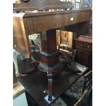 A 19th century mahogany pedestal sofa table with rose crossbanding. Please note, lots 1-1000 are not