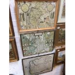 Three reproduction maps of Lancashire and Cumberland, framed and glazed. Please note, lots 1-1000