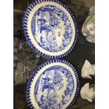 Pair of early 19th century Davenport blue and white small plates with pierced borders Please note,