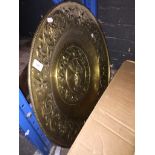 A large brass charger depicting Henry VIII Please note, lots 1-1000 are not available for live