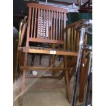 Teak patio chair and a pair of teak directors chairs Please note, lots 1-1000 are not available