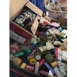 A box of haberdashery items Please note, lots 1-1000 are not available for live bidding on the-