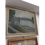 James Dring, view of suspension bridge at Hammersmith, oil on canvas, signed lower right, 39cm x