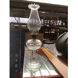 A glass paraffin lamp with wavy funnel Please note, lots 1-1000 are not available for live bidding