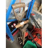 Two garden spades, garden fork and a lawn edging tool Please note, lots 1-1000 are not available for