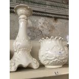 Cream shaped jardiniere on stand Please note, lots 1-1000 are not available for live bidding on