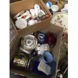 Box with china trinkets, Royal Albert china etc. Please note, lots 1-1000 are not available for live