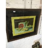 A vintage Jacob & Co's Cream Crackers reverse glass print, 70cm x 80cm, framed - Damaged. Please