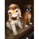 Two large ceramic dog ornaments Please note, lots 1-1000 are not available for live bidding on the-