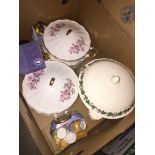 Box with pottery tureens etc. Please note, lots 1-1000 are not available for live bidding on the-