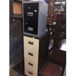 A metal four drawer filing cabinet and a metal two drawer filing cabinet Please note, lots 1-1000