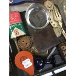 Metal tray of collectables Please note, lots 1-1000 are not available for live bidding on the-