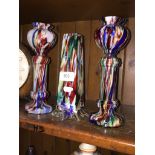 A group of three Murano vases. Please note, lots 1-1000 are not available for live bidding on the-