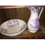 Edwardian pottery jug and bowl Please note, lots 1-1000 are not available for live bidding on the-