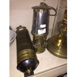 A vintage fire extinguisher and miners lamp Please note, lots 1-1000 are not available for live