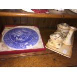 Crown Ducal dressing table ware and a boxed Spode plate Please note, lots 1-1000 are not available