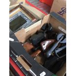 A box of shoe trees and a box of picture frames, etc. Please note, lots 1-1000 are not available for