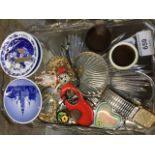 A glass tray of small items including costume jewellery, Royal Copenhagen, etc Please note, lots 1-