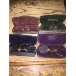 A collection of 4 old lorgnette glasses in cases. Please note, lots 1-1000 are not available for