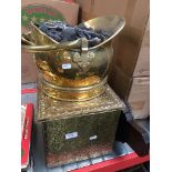 A brass coal bucket and a brass coal box Please note, lots 1-1000 are not available for live bidding