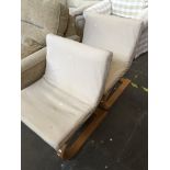 A pair of laminate framed armchairs Please note, lots 1-1000 are not available for live bidding on