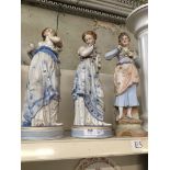 Two Victorian parian ware figures and a German bisque figure Please note, lots 1-1000 are not