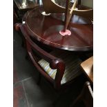 A reproduction round dining table and four chairs Please note, lots 1-1000 are not available for