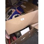 3 boxes of misc items, radios, headphones, spray gun, mobile phones, etc. Please note, lots 1-1000