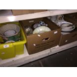 Three boxes of pottery, bowls etc. Please note, lots 1-1000 are not available for live bidding on