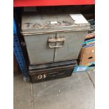Two vintage tin trunks Please note, lots 1-1000 are not available for live bidding on the-saleroom.
