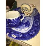 Blue and white platter and other pottery Please note, lots 1-1000 are not available for live bidding