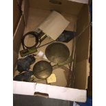 A box of clock parts, etc Please note, lots 1-1000 are not available for live bidding on the-