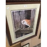 A signed limited edition Ralph Waterhouse "Barn Owl", framed and glazed. Please note, lots 1-1000