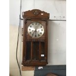 An oak cased steel dial wall clock Please note, lots 1-1000 are not available for live bidding on