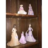 Five modern Coalport figurines Please note, lots 1-1000 are not available for live bidding on the-